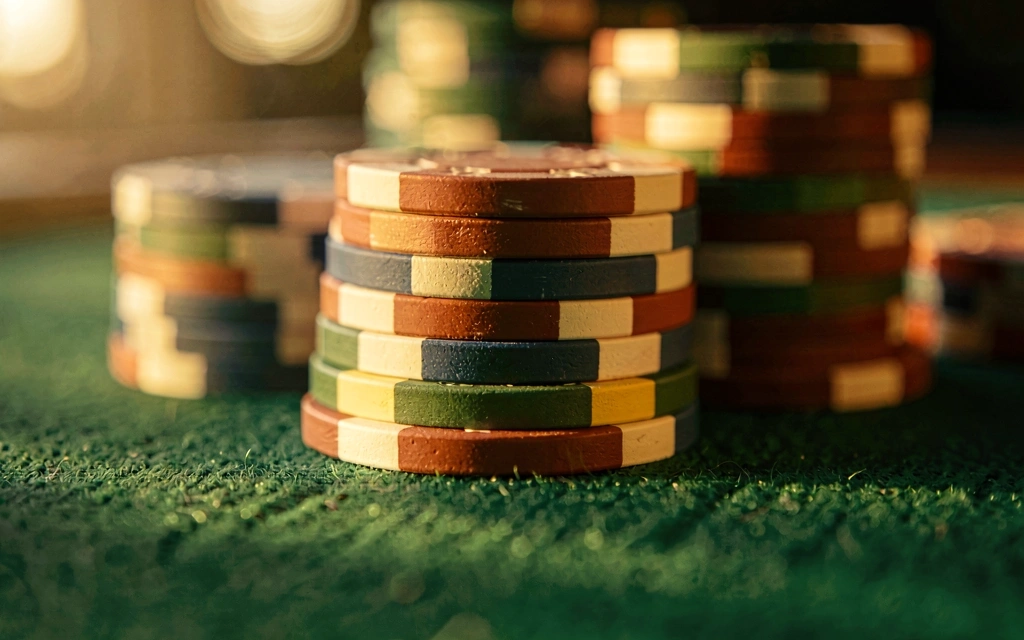 Poker chips tæt på